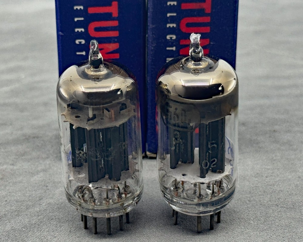 (2) Tung-Sol JTL-5687 Mil Spec Vacuum Tubes Black Plates Test NOS Amplitrex