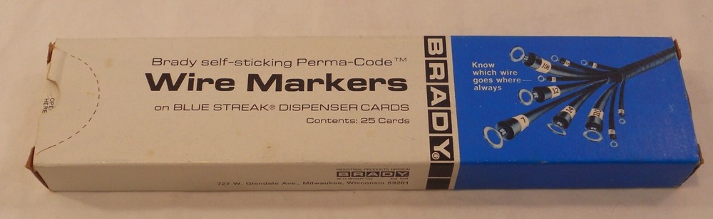 Brady Self Sticking Wire Markers On Blue Streak Dispenser Cards