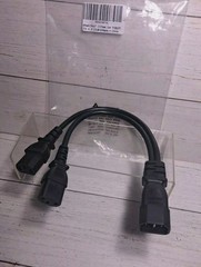 NEMA Splitter Cord C14 to 2X C13 Y Splitter Cord 1 Foot, 10A/250V, 18/3 AWG