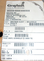 OMNI CABLE A21402, 14/2C VNTC 0/SHIELD F2 600V TC 500′, 2015A