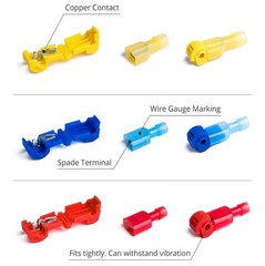 100PCS T-Tap Wire Connectors Kit Quick Splice Solderless Electrical Terminals 22