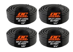 DC Sound 4-Pack 1/4″, 3/8″, 1/2″, 3/4″ x 20 Feet Each Split Wire Loom Convoluted