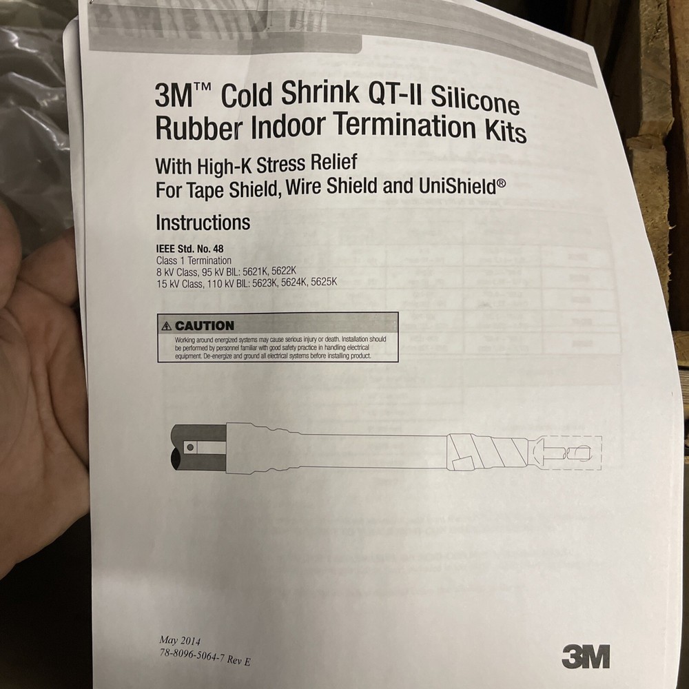 3M SERIES 5625K COLD SHRINK QT-II INDOOR TERMINATION KIT, 5-15 kV