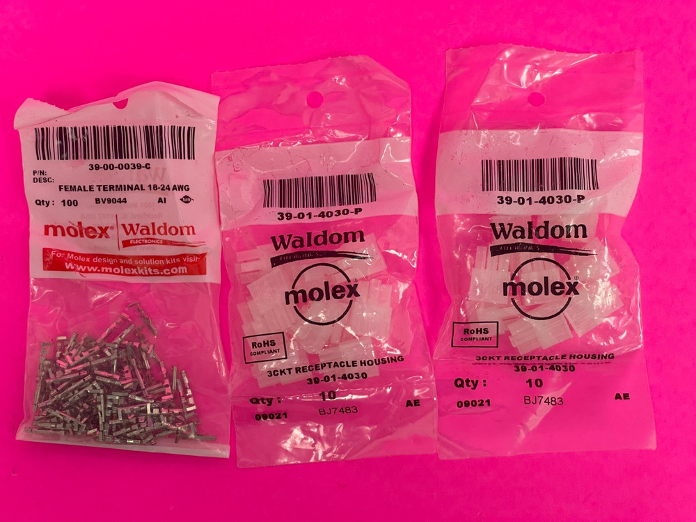 Molex 39-00-0039 Female Terminal 18-24AWG & Molex 39-01-4030 Receptacle Housing