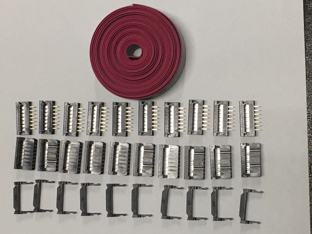 Flat Cable 14 Pins Wires IDC Ribbon 2.54mm pitch 12ft cable & 10 sets connectors
