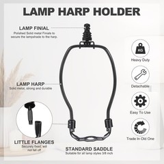 6 Inch Lamp Harp Kit 1 Inch Tall Iron Finial Heavy Duty Bracket Standard Saddle