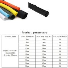 Φ5-60MM Open-Ended Split Braided Expandable Sleeving Loom Wrap Wire Cable Sheath