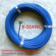 Blue 2-30AWG Flexible Silicone Cable, HIGH TEMP 200℃, 0.08mm Tinned Copper Wire