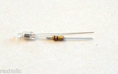 25 pcs. Miniature Red Neon Lamp Bulb 5mm NE-2 Indicator w/ soldered resistors