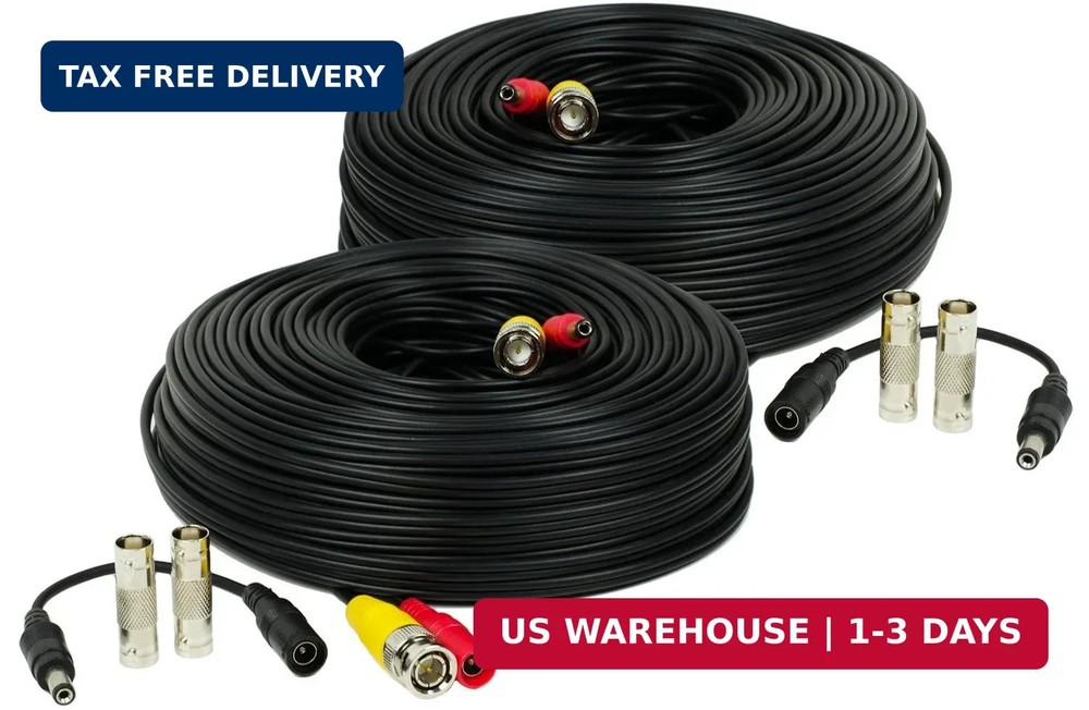 Amcrest 2-Pack 150 Feet Pre-Made All-in-One Siamese BNC Video and Power CCTV Sec