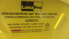 Lumapro 22M975 100 Ft Length 120VAC 13 Max Amps Yellow Extension Cord Reel