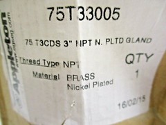 APPLETON CABLE GLAND, 3″ NPT, 75T33005, NICKEL PLATED BRASS
