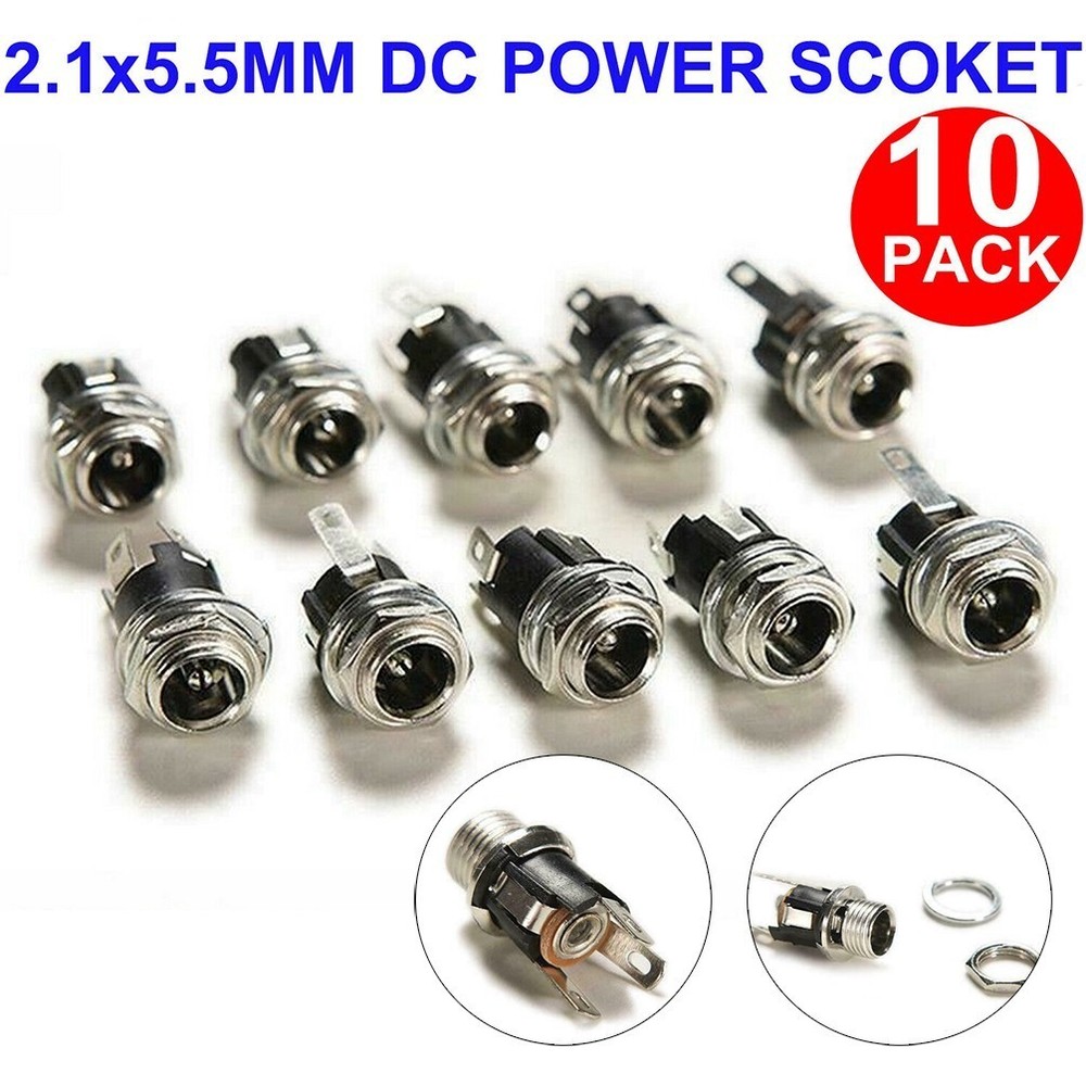 DC POWER CONNECTOR+JACK PLUG New 10*5.5 X 2.1 MM FEMALE-METAL PANEL MOUNT SOCKET