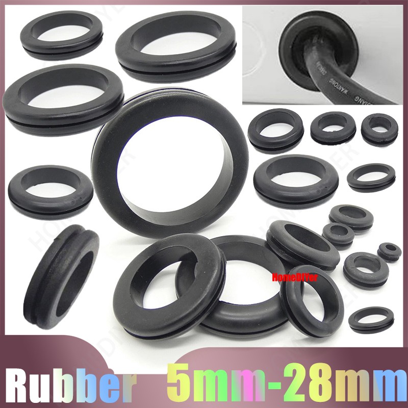 Black Blanking Wiring Grommets Rubber Open Grommet Blind Cable Hole 5mm 6mm-28mm