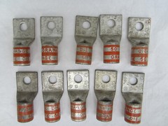 THOMAS & BETTS 3/0CU 150N ORANGE DIE 50 CRIMP LUG 3/8″ HOLE LOT OF 10