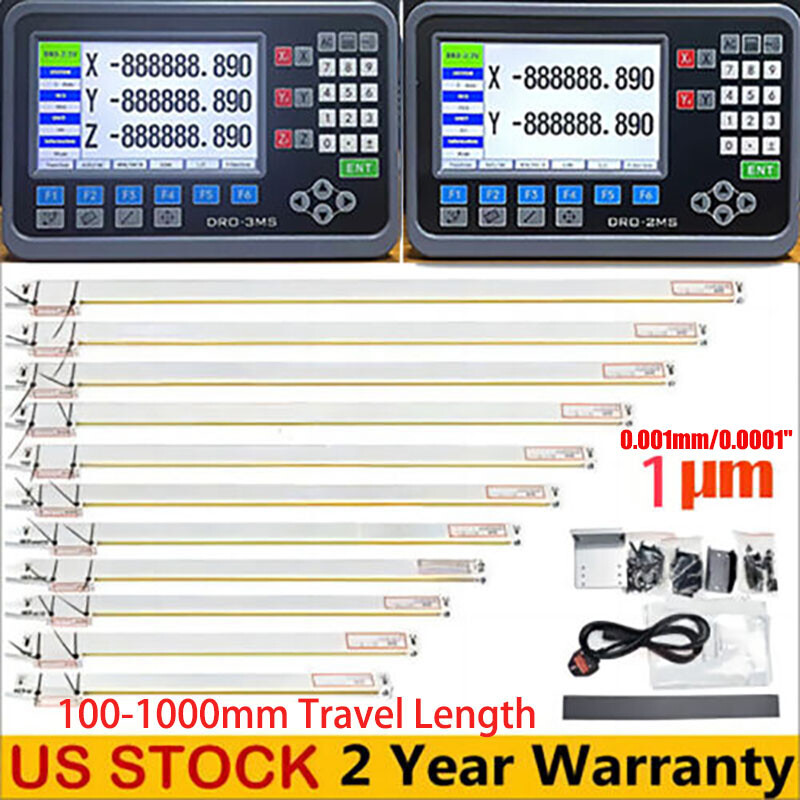 DRO 1um Linear Scale Digital Readout 2/3 Axis For Bridgeport Mill Lathe US STOCK