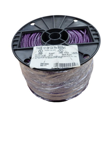 THHN12AWGPURPLE, Southwire, THHN 12 AWG STRANDED PURPLE – 600 VOLTS, Lot of 450