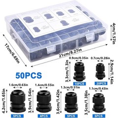 50pcs Cable Glands Waterproof PG7/9 /11/13.5/16/19 Adjustable 3-16 mm New