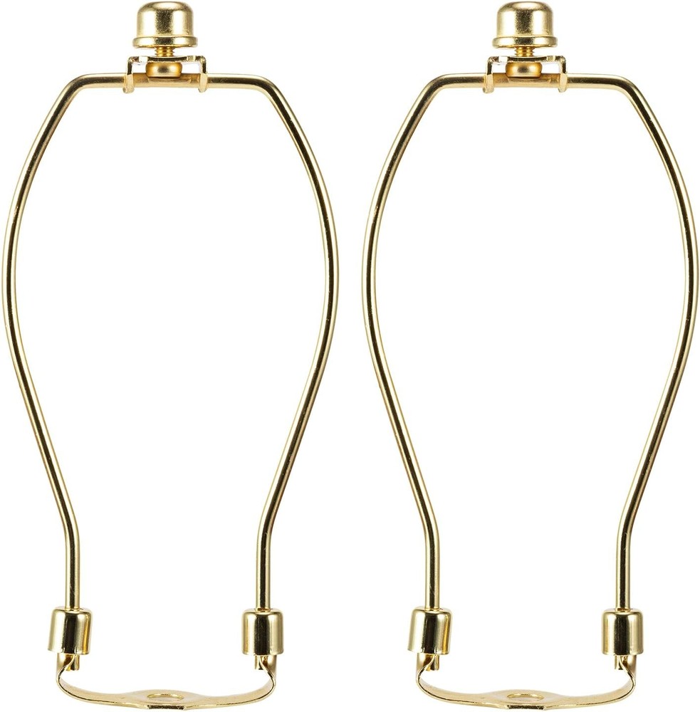 7 Inch Lamp Harp Kit Polished Brass 3/8 Inch Saddle Base Holes Light Duty Pack 2