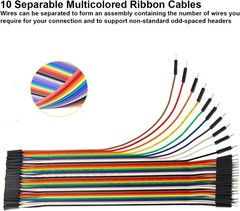 40PCS 20cm (8in) Breadboard Jumper Wires Female to Male Assorted Dupont Kit Set