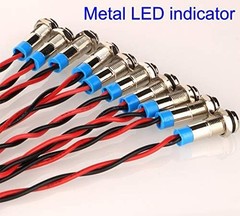 10pcs 6mm Waterproof Wired LED Indicator Light AC/DC 12-24V (Yellow)
