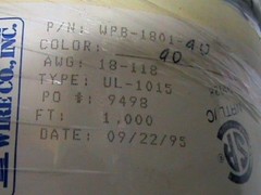 1000 foot spool AWG 18-118 Interstate Wire Solid Single Strand WPB-1801-90