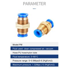 Equal Pneumatic Bulkhead Union Connector Push In to Connect Tube Fitting
