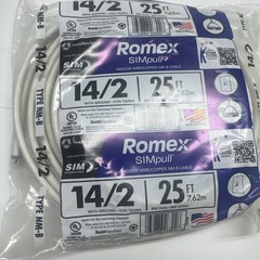 Romex-28827421 NMB W/G Wire, 25′ 14/2 – White – 25 Foot Southwire