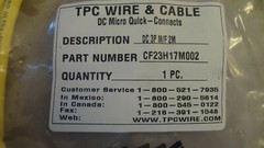 TPC Wire & Cable Part # CF23H17M002 Desc. DC 3P M/F 2M