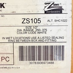 HUBBELL ZS105 SIZE 1/2IN DIA RANGE 1/4IN – 3/8IN COLOR CODE WHITE