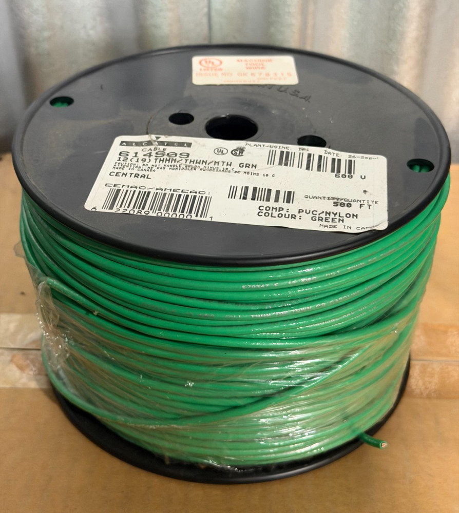 ALCTEL 500 FT 12AWG STR THHN/THWN/MTW GRN 4 PACK