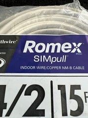SOUTHWIRE ROMEX 15 FT. 14-2 SOLID WHITE INDOOR WHITE COPPER CABLE