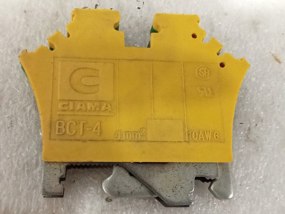 Ciama BCT-4 Ground Terminal Block 4mm2 10AWG Green Yellow DIN Rail Earth 5/order