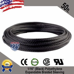 50 FT. 1/16″ Black Expandable Wire Cable Sleeving Sheathing Braided Loom Tubing