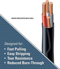 Southwire 63949232 8/3 Romex Type Nm-B W/g Non-Metallic Wire, 50 ft, Black