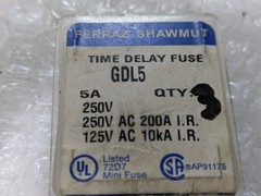 Ferraz Shawmut GDL5 Time-Delay Glass Fuse 5A 250V Slow Blow BOX of 3 New