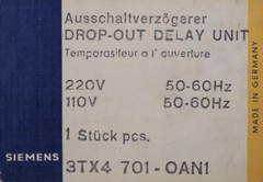 Siemens Switch Off Delay 3TX4701-0AN1 220V 50-60Hz 110V 50-60Hz Unused
