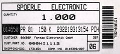 PHILIPS 1000x Metal Film Resistors 150kΩ 150000 Ohm Tolerance 5% Model PR01