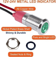 10Pcs 8mm 12 24 Volt LED Indicator Light Waterproof IP67 Indicator Light