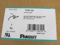 Panduit T75F-C0, 0.75″ x 100′ Weather Resistant Spiral Wrap, Black Polyethylene
