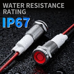 4 Pieces 12V LED Metal Indicator Lights 10mm IP67 Waterproof Low Power Pilot