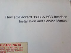 HEWLETT PACKARD 98033A BCD INTERFACE INSTALLATION AND SERVICE MANUAL