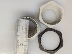 Plastic Cable Gland (strain relief), 1 ” to 1 1/4″ Cable, M50 x 1.5. New.