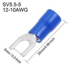 50Pcs SV5.5-5 Insulated Fork Spade Wire Crimp Terminal 12-10AWG Blue