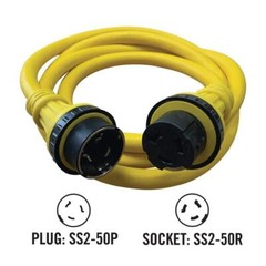 marine shore power extension cord 25 ft 6/4 50 amp 125/250 dual voltage outdoor