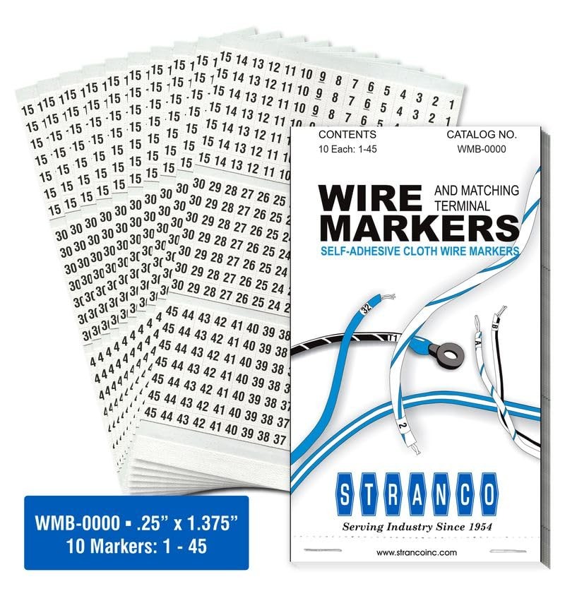 Premium Wire Marker Book Numbered 1-45 for Cable Management, Vinyl-Coated, Hi…