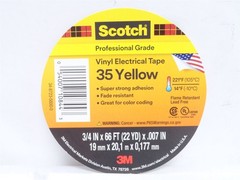 249592 New-No Box; Scotch 35 YELLOW Yellow Electrical Tape; 3/4″ Wide x 66′