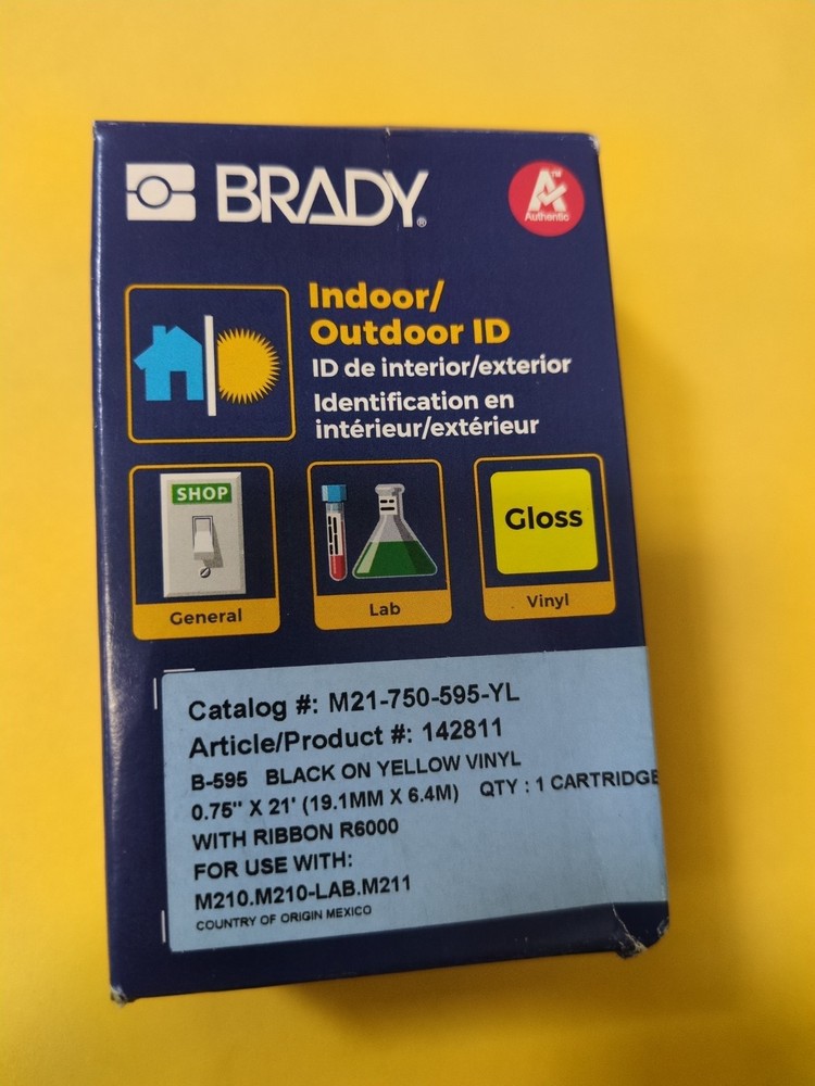 BRADY M21-750-595-YL BLACK ON YELLOW VINYL LABEL PRINT CARTRIDGE NEW IN BOX NIB