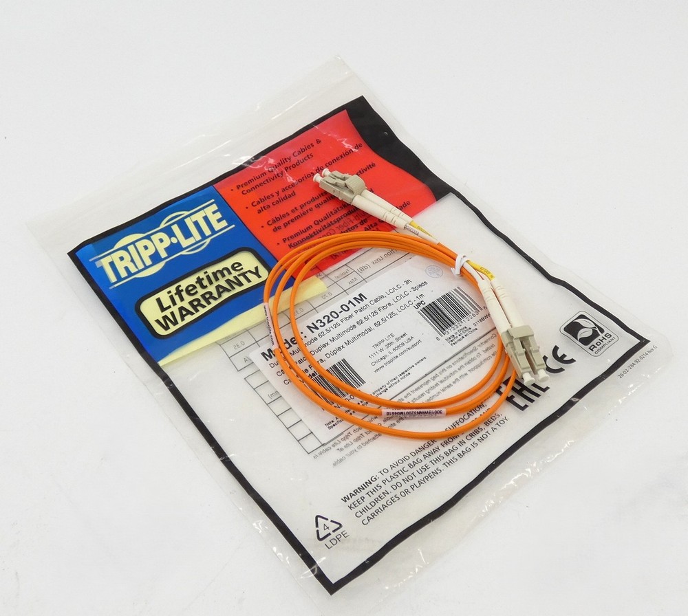 Tripp-Lite N320-01M Duplex Multimode 3′ Fiber Patch Cable – NEW Surplus!
