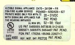 Wheelock CH70-2415W-FR Fire Alarm Audio Strobe